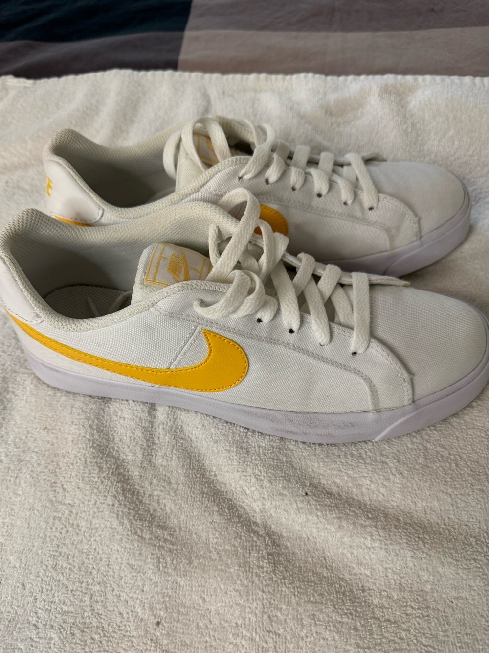 Nike court Royal  White Sneakers with Yellow Accent